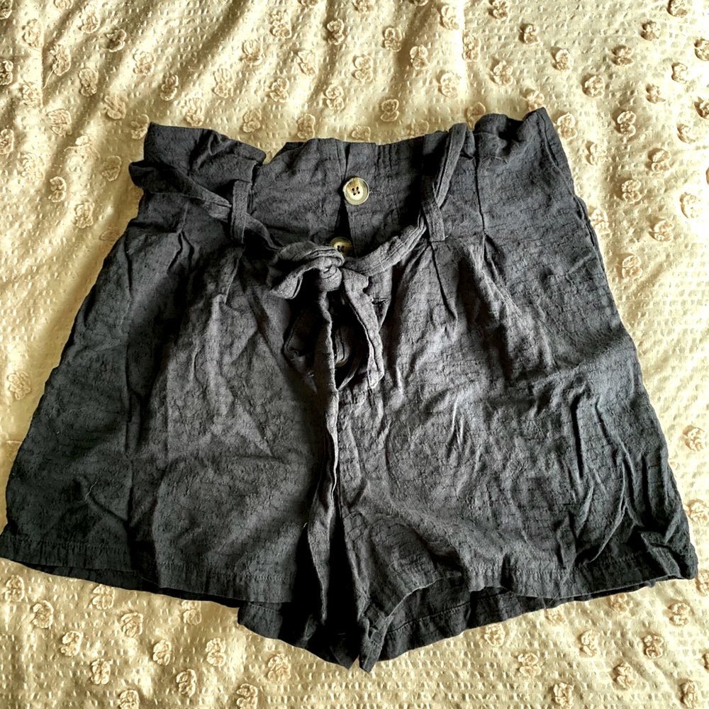 High Waisted Navy Tie Shorts